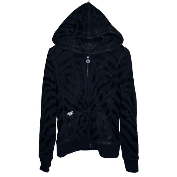 Y2K Fox Racing Velour Full Zip Hoodie Size Small - Picture 1 of 5